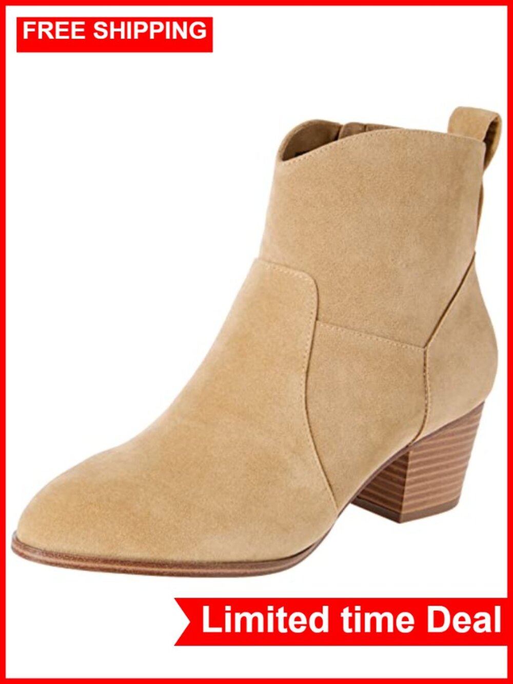Women's Western Ankle Boots Faux Leather Memory Foam Insole Stacked Heel